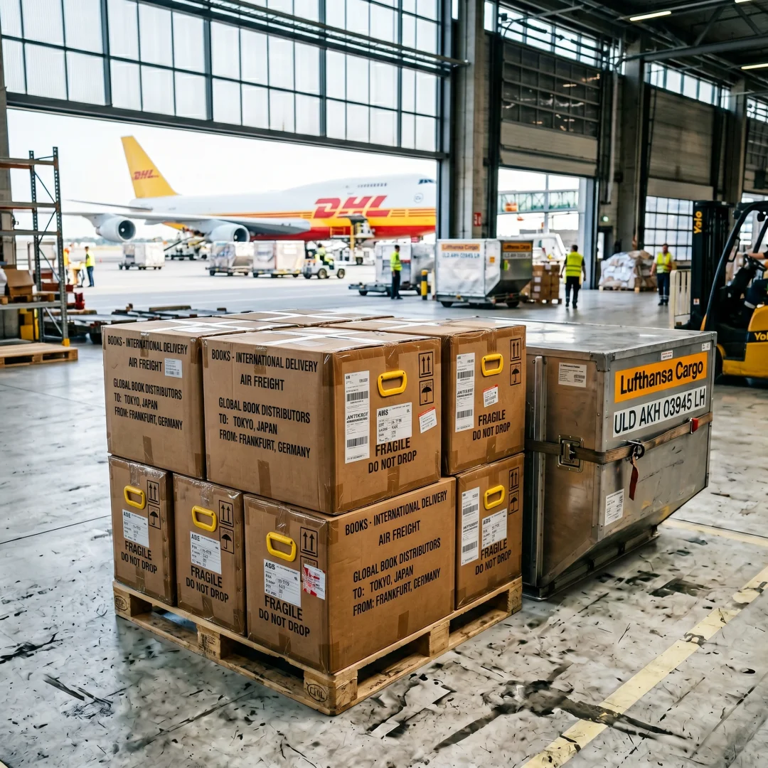 Air freight carton with double-wall construction for book shipping